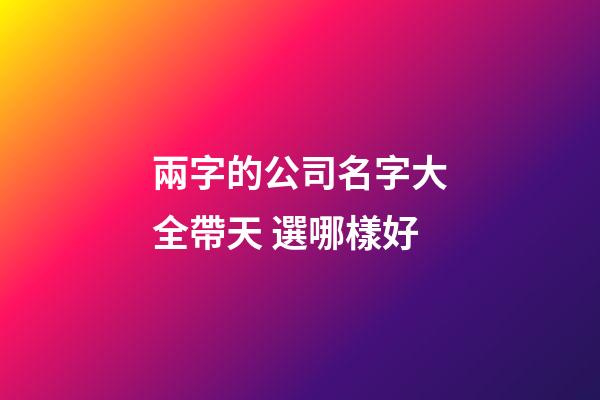 兩字的公司名字大全帶天 選哪樣好-第1張-公司起名-玄機(jī)派